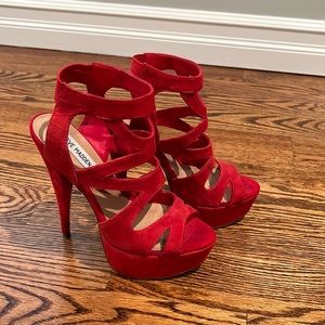 Steve Madden Red Suede Markey Platform Heels